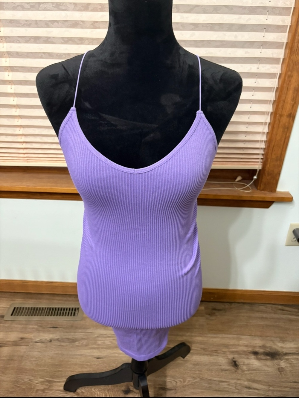 Forever 21 Lavender Ribbed Spaghetti Strap Mini Dress